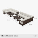 PURPLE LEAF Caesar L-shaped Patio Conversation Set with Bronze Cushion Pillows and Ottoman Couch for Backyard Porch