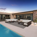 PURPLE LEAF Caesar L-shaped Patio Conversation Set with Bronze Cushion Pillows and Ottoman Couch for Backyard Porch