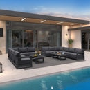 PURPLE LEAF Caesar L-shaped Patio Conversation Set with Grey Cushion Pillows and Ottoman Couch for Backyard Porch