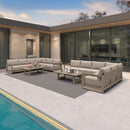 PURPLE LEAF Caesar L-shaped Patio Conversation Set with Khaki Cushion Pillows and Ottoman Couch for Backyard Porch