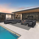 PURPLE LEAF Caesar L-shaped Patio Conversation Set with Grey Cushion Pillows and Ottoman Couch for Backyard Porch