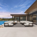 PURPLE LEAF Caesar U-Shaped Patio Conversation Set with Bronze Cushion Pillows and Ottoman Couch for Patio Backyard