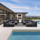 PURPLE LEAF Caesar U-Shaped Patio Conversation Set with Grey Cushion Pillows and Ottoman Couch for Patio Backyard