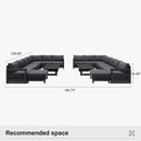 PURPLE LEAF Caesar U-Shaped Patio Conversation Set with Grey Cushion Pillows and Ottoman Couch for Patio Backyard