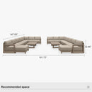 PURPLE LEAF Caesar U-Shaped Patio Conversation Set with Khaki Cushion Pillows and Ottoman Couch for Patio Backyard