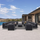 PURPLE LEAF Caesar Enclosed Patio Conversation Set with Grey Cushion Pillows and Ottoman for Porch Garden