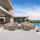 PURPLE LEAF Caesar Enclosed Patio Conversation Set with Khaki Cushion Pillows and Ottoman for Porch Garden