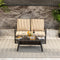 PURPLE LEAF Lorri Patio Conversation Set Small Size with Khaki Cushions Heavy-Duty Metal Frame Rattan Backrest for Patio Garden