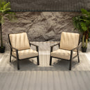 PURPLE LEAF Lorri Patio Conversation Set Small Size with Khaki Cushions Heavy-Duty Metal Frame Rattan Backrest for Patio Garden