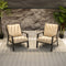 PURPLE LEAF Lorri Patio Conversation Set Small Size with Khaki Cushions Heavy-Duty Metal Frame Rattan Backrest for Patio Garden