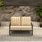 PURPLE LEAF Lorri Patio Conversation Set Small Size with Khaki Cushions Heavy-Duty Metal Frame Rattan Backrest for Patio Garden