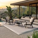 PURPLE LEAF Lorri Patio Conversation Set Small Size with Khaki Cushions Heavy-Duty Metal Frame Rattan Backrest for Patio Garden