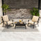 PURPLE LEAF Lorri Patio Conversation Set Small Size with Khaki Cushions Heavy-Duty Metal Frame Rattan Backrest for Patio Garden