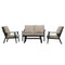 PURPLE LEAF Lorri Patio Conversation Set Small Size with Khaki Cushions Heavy-Duty Metal Frame Rattan Backrest for Patio Garden