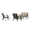 PURPLE LEAF Lorri Patio Conversation Set Small Size with Khaki Cushions Heavy-Duty Metal Frame Rattan Backrest for Patio Garden