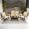PURPLE LEAF Lorri Patio Conversation Set Medium Size with Khaki Cushions Heavy-Duty Metal Frame Rattan Backrest for Patio Garden
