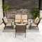 PURPLE LEAF Lorri Patio Conversation Set Small Size with Khaki Cushions Heavy-Duty Metal Frame Rattan Backrest for Patio Garden