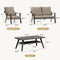 PURPLE LEAF Lorri Patio Conversation Set Medium Size with Khaki Cushions Heavy-Duty Metal Frame Rattan Backrest for Patio Garden