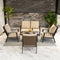 PURPLE LEAF Lorri Patio Conversation Set Medium Size with Khaki Cushions Heavy-Duty Metal Frame Rattan Backrest for Patio Garden