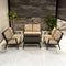 PURPLE LEAF Lorri Patio Conversation Set Small Size with Khaki Cushions Heavy-Duty Metal Frame Rattan Backrest for Patio Garden