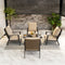 PURPLE LEAF Lorri Patio Conversation Set Small Size with Khaki Cushions Heavy-Duty Metal Frame Rattan Backrest for Patio Garden