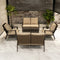 PURPLE LEAF Lorri Patio Conversation Set Small Size with Khaki Cushions Heavy-Duty Metal Frame Rattan Backrest for Patio Garden