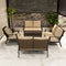 PURPLE LEAF Lorri Patio Conversation Set Small Size with Khaki Cushions Heavy-Duty Metal Frame Rattan Backrest for Patio Garden