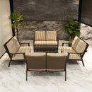 PURPLE LEAF Lorri Patio Conversation Set Small Size with Khaki Cushions Heavy-Duty Metal Frame Rattan Backrest for Patio Garden