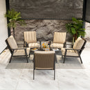 PURPLE LEAF Lorri Patio Conversation Set Small Size with Khaki Cushions Heavy-Duty Metal Frame Rattan Backrest for Patio Garden
