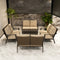 PURPLE LEAF Lorri Patio Conversation Set Small Size with Khaki Cushions Heavy-Duty Metal Frame Rattan Backrest for Patio Garden