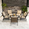 PURPLE LEAF Lorri Patio Conversation Set Medium Size with Khaki Cushions Heavy-Duty Metal Frame Rattan Backrest for Patio Garden