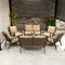 PURPLE LEAF Lorri Patio Conversation Set Small Size with Khaki Cushions Heavy-Duty Metal Frame Rattan Backrest for Patio Garden