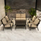 PURPLE LEAF Lorri Patio Conversation Set Large Size with Khaki Cushions Heavy-Duty Metal Frame Rattan Backrest for Patio Garden