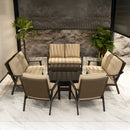 PURPLE LEAF Lorri Patio Conversation Set Small Size with Khaki Cushions Heavy-Duty Metal Frame Rattan Backrest for Patio Garden