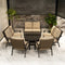 PURPLE LEAF Lorri Patio Conversation Set Small Size with Khaki Cushions Heavy-Duty Metal Frame Rattan Backrest for Patio Garden