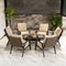 PURPLE LEAF Lorri Patio Conversation Set Large Size with Khaki Cushions Heavy-Duty Metal Frame Rattan Backrest for Patio Garden