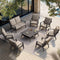 PURPLE LEAF Lorri Patio Set with beige cushions, metal frame, and rattan backrest for outdoor relaxation.
