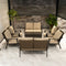 PURPLE LEAF Lorri Patio Conversation Set Large Size with Khaki Cushions Heavy-Duty Metal Frame Rattan Backrest for Patio Garden