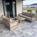 PURPLE LEAF Caesar Open-End Patio Conversation Set with Khaki Cushion Pillows and Ottoman for Modern Outdoor Deck