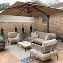 PURPLE LEAF Sicilia Classical Modular Outdoor Sectional with Oatmeal Greige Cushions Flexible Layout for Commercial Spaces