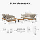 PURPLE LEAF Sicilia Classical Modular Outdoor Sectional with Oatmeal Greige Cushions Flexible Layout for Commercial Spaces