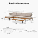 PURPLE LEAF Melben Light Grey Modular Outdoor Sectional with Cushions Flexible Layout for Outdoor Space