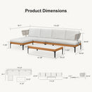 PURPLE LEAF Sicilia L-Shaped Modular Outdoor Sectional with Sunbrella White Cushions Flexible Layout for Minimalist Modern Patio