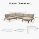 PURPLE LEAF Melben Light Grey Modular Outdoor Sectional with Cushions Flexible Layout for Outdoor Space