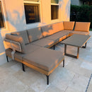 PURPLE LEAF Sicilia L-Shaped Modular Outdoor Sectional with Sunbrella Taupe Cushions Flexible Layout for Modern Patio Corner Lounge