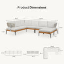 PURPLE LEAF Sicilia L-Shaped Modular Outdoor Sectional with Sunbrella White Cushions Flexible Layout for Minimalist Modern Patio