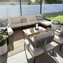 PURPLE LEAF Sicilia Classical Modular Outdoor Sectional with Sunbrella White Cushions Flexible Layout for Boutique Hotel Style Patio