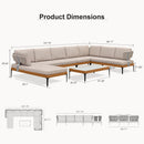 PURPLE LEAF Sicilia U-Shaped Modular Outdoor Sectional with Oatmeal Greige Cushions Flexible Layout for Porch Backyard