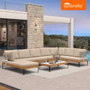 PURPLE LEAF Sicilia U-Shaped Modular Outdoor Sectional with Sunbrella Khaki Cushions Flexible Layout for Commercial Outdoor Spaces