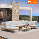 PURPLE LEAF Sicilia U-Shaped Modular Outdoor Sectional with Sunbrella White Cushions Flexible Layout for Commercial Lounge Areas